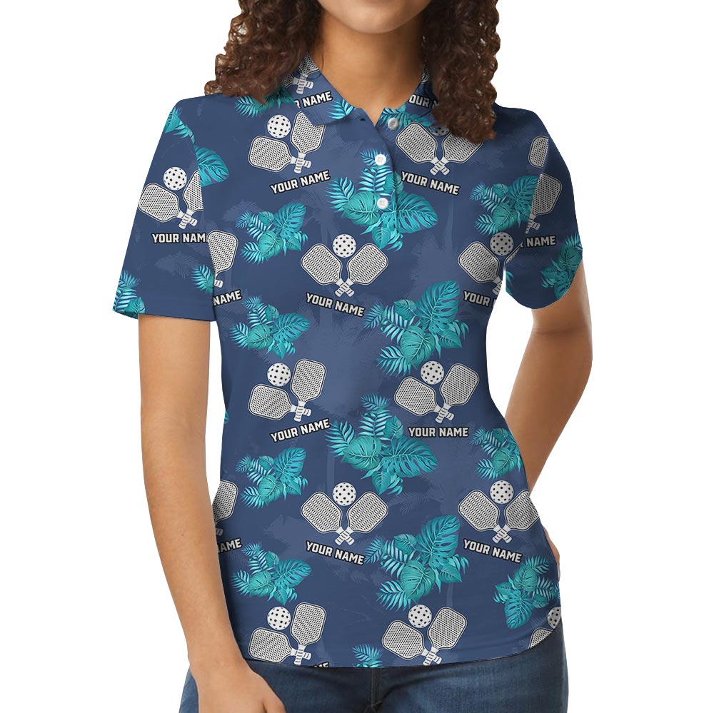 Custom Logo Pickleball Team Tropical Polo Navy