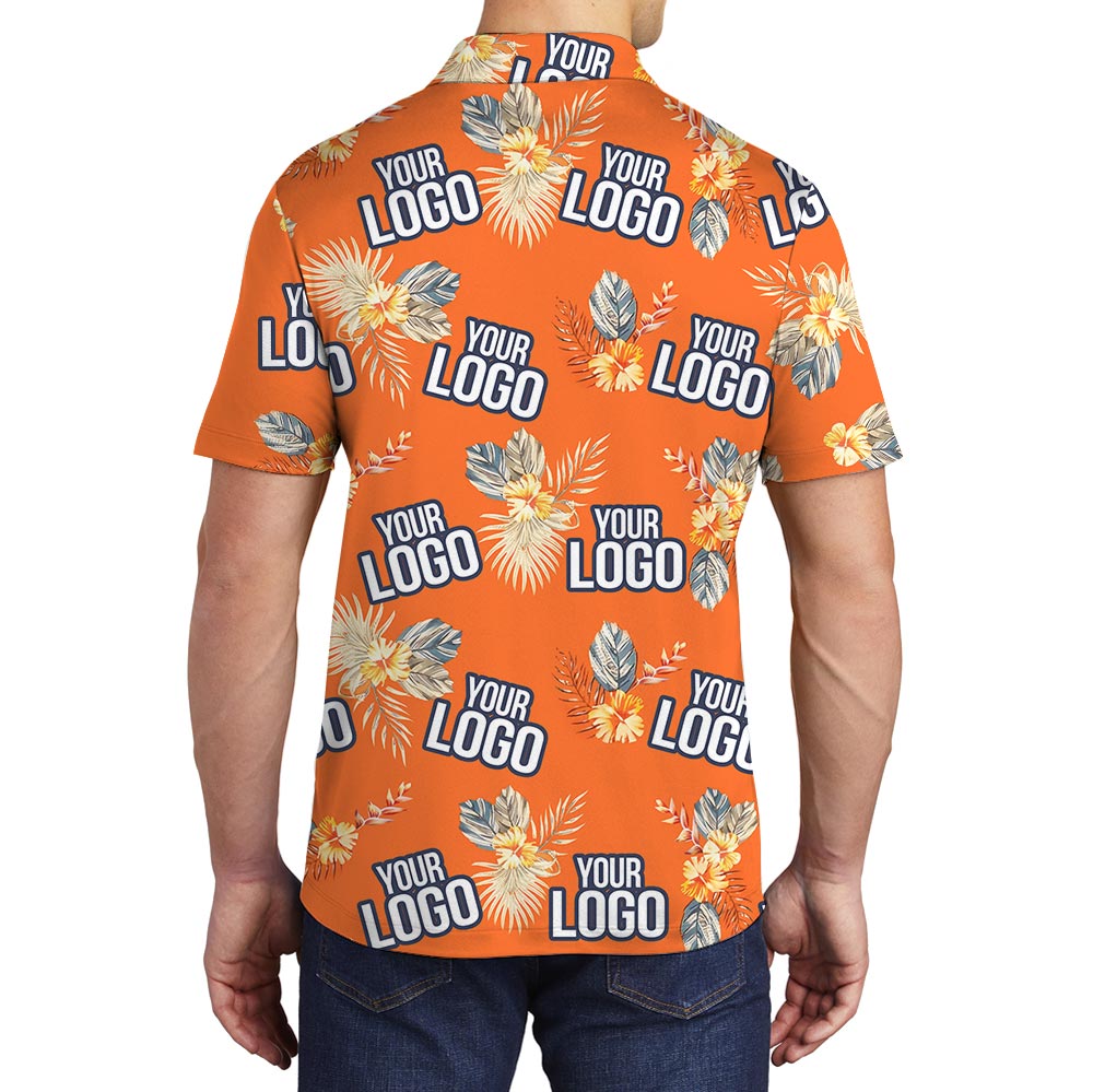 Personalized Orange Flowers Polo Hawaiian Shirt For Team