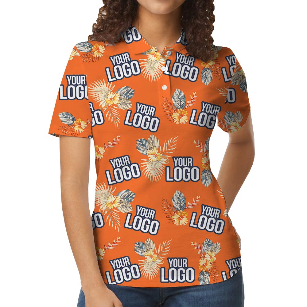 Personalized Orange Flowers Polo Hawaiian Shirt For Team