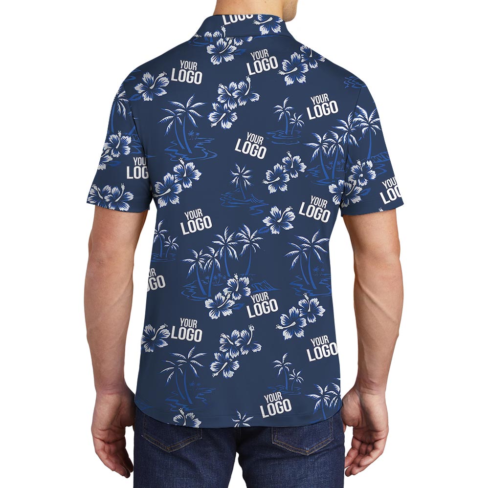 Navy Customized Hawaiian Golf Shirt Beach Theme