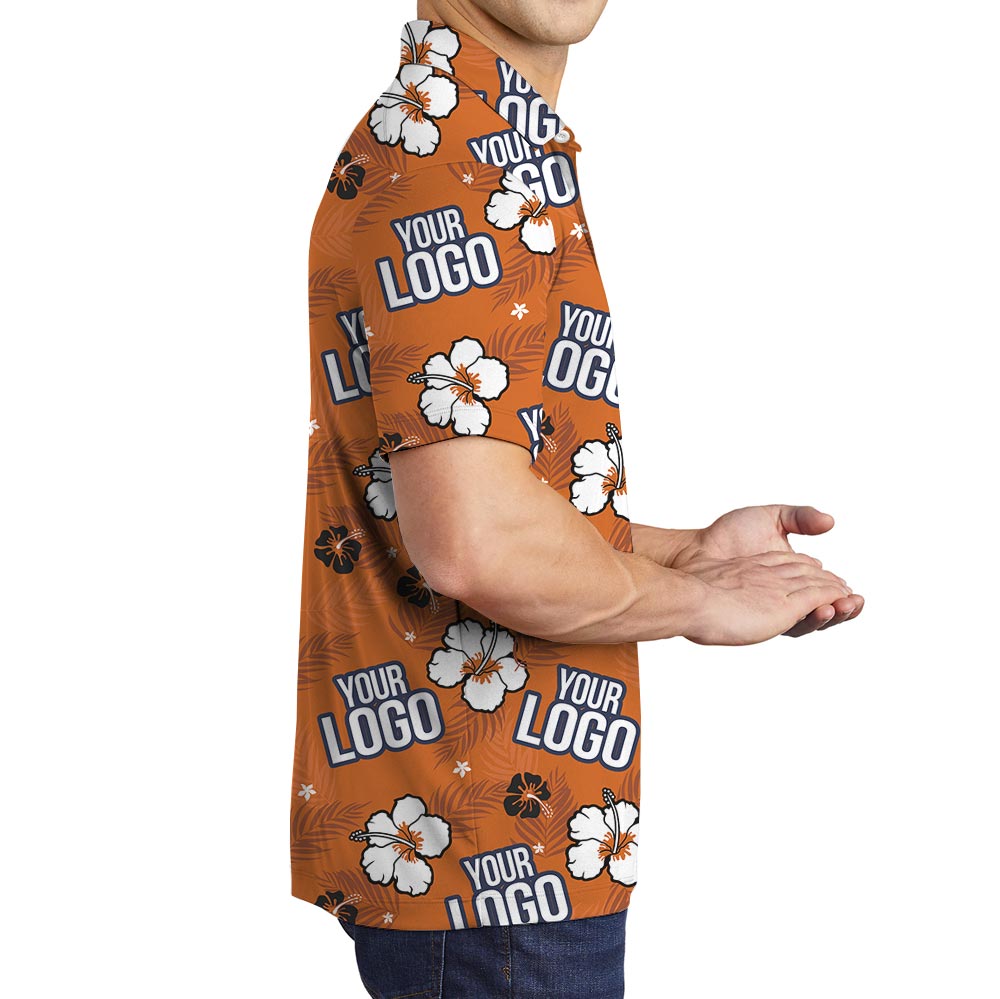 Custom Logo Orange Hawaiian Polo Shirt