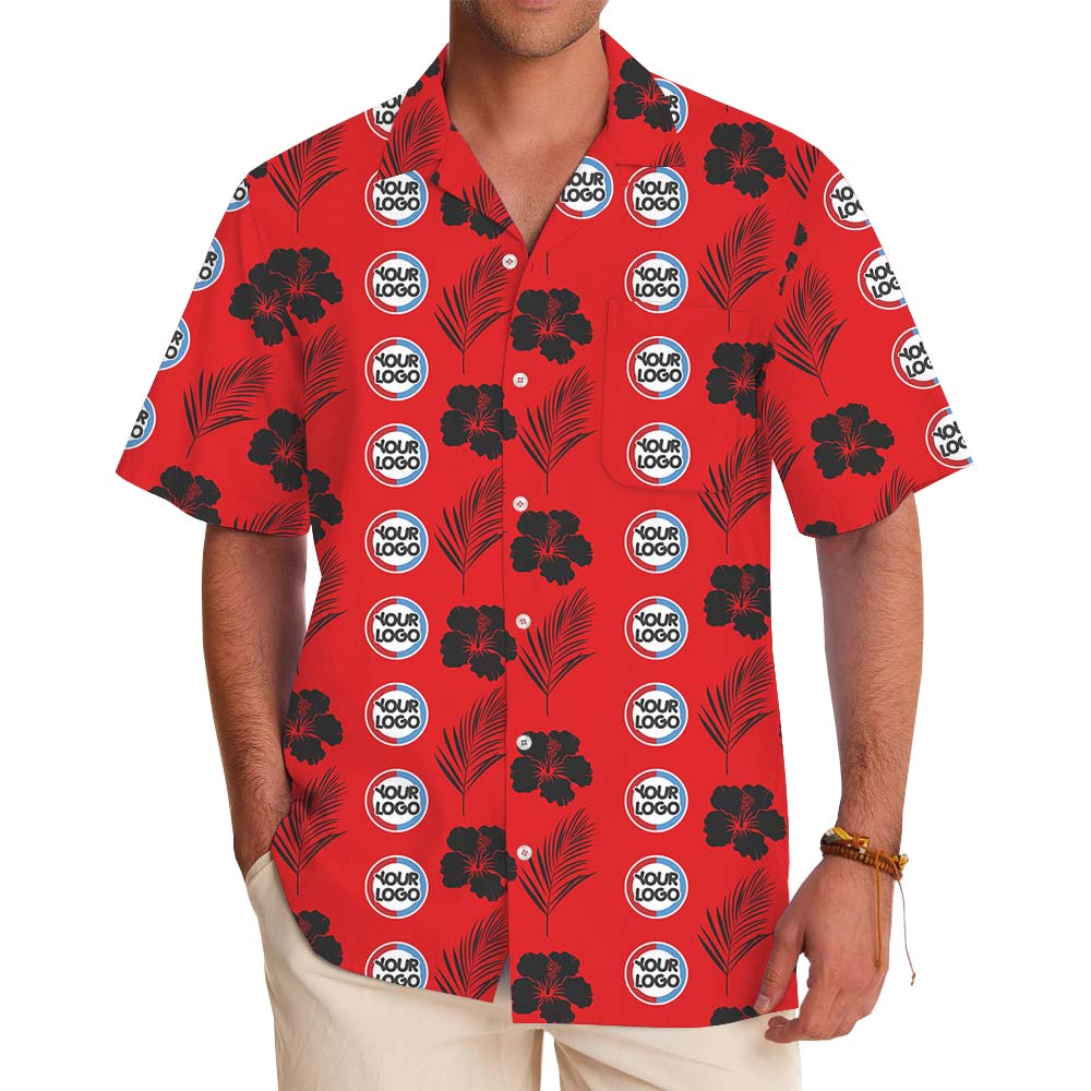Custom Team Or Company Logo Red Hawaiian Shirt - variant image 1