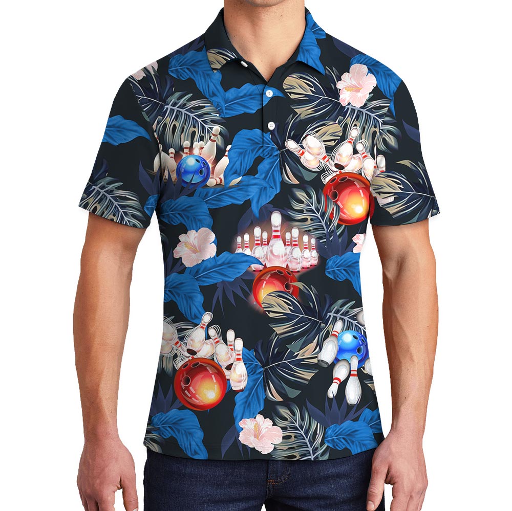 Tropical Bowling Polo Hawaiian Shirt Collared - variant image 1