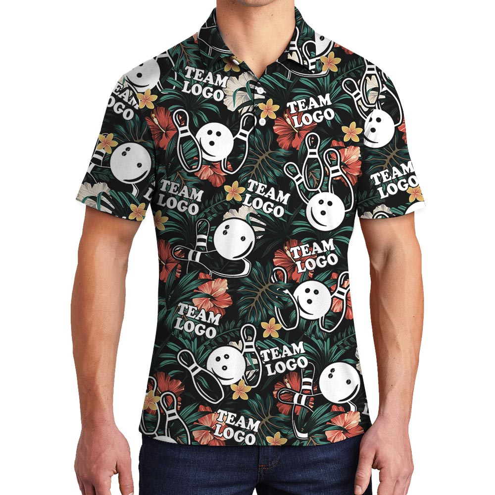 Tropical Bowling Polo Shirt With Custom Logo - variant image 1