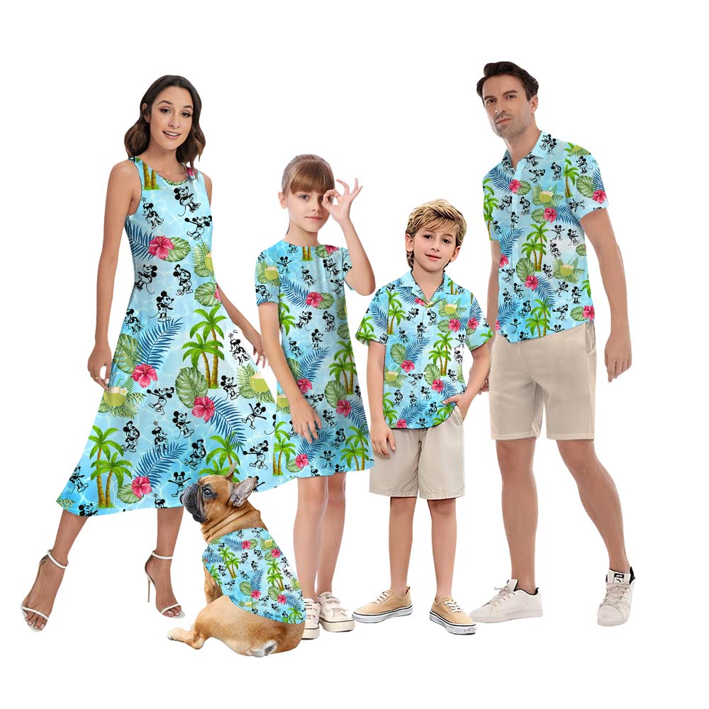 Steamboat Willie Mickey Hawaiian Matching Outfit For Beach Vacation - variant image 1