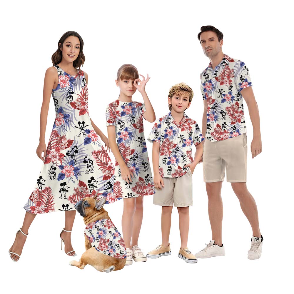 White Red And Blue Mickey Matching Family Hawaiian Shirts - variant image 1