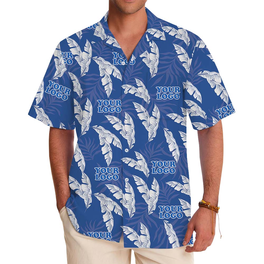 Blue Leaf Oasis Hawaiian Shirt With Custom Logo - variant image 1