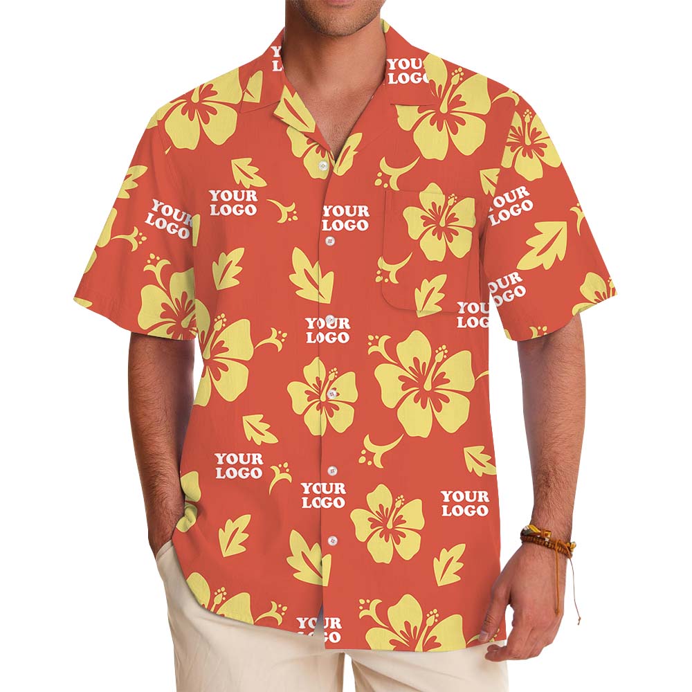 Customized Orange Hawaiian Shirt With A Preview - variant image 1
