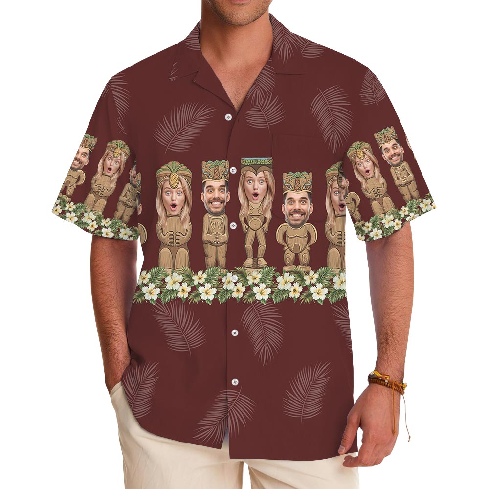 Unique Personalized Tiki Hawaiian Shirt With Your Faces - variant image 1