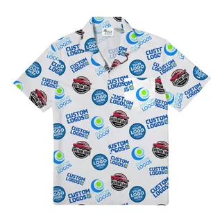 Custom Multiple Company Logos Pocket Hawaiian Shirt