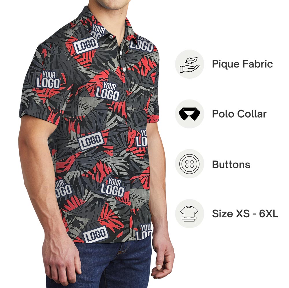 Cool Custom Tropical Polo With Company Logo Red