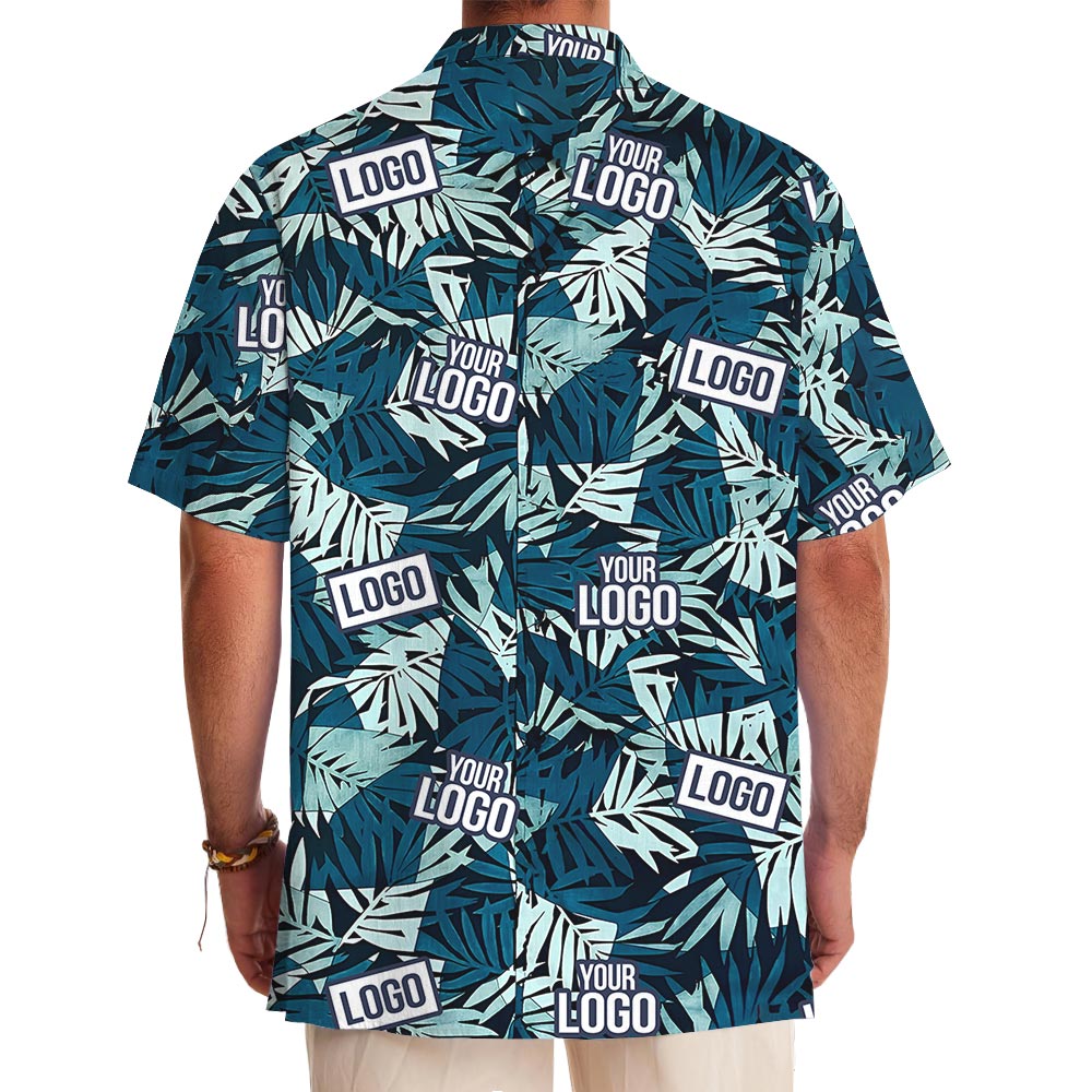 Blue Tropical Button Up Shirt Custom Logo With Preview