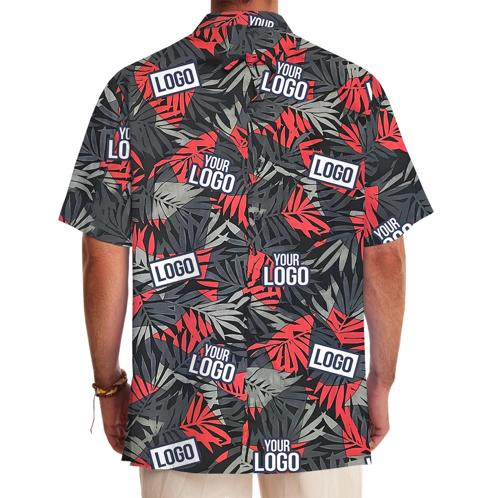 Red Tropical Leaves Hawaiian Shirt Custom Logo With Preview
