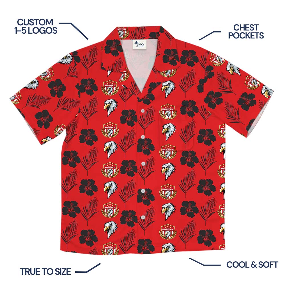 Custom Team Or Company Logo Red Hawaiian Shirt