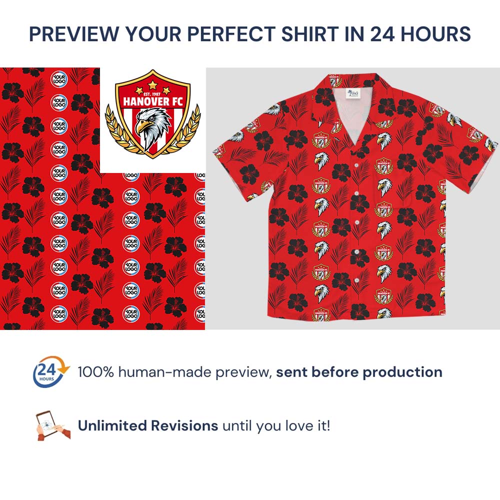 Custom Team Or Company Logo Red Hawaiian Shirt