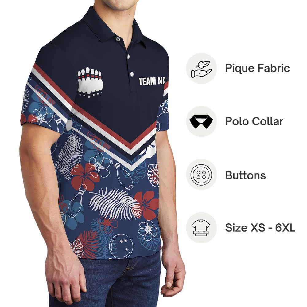 Custom Team Name Bowling Polo Tropical Shirt