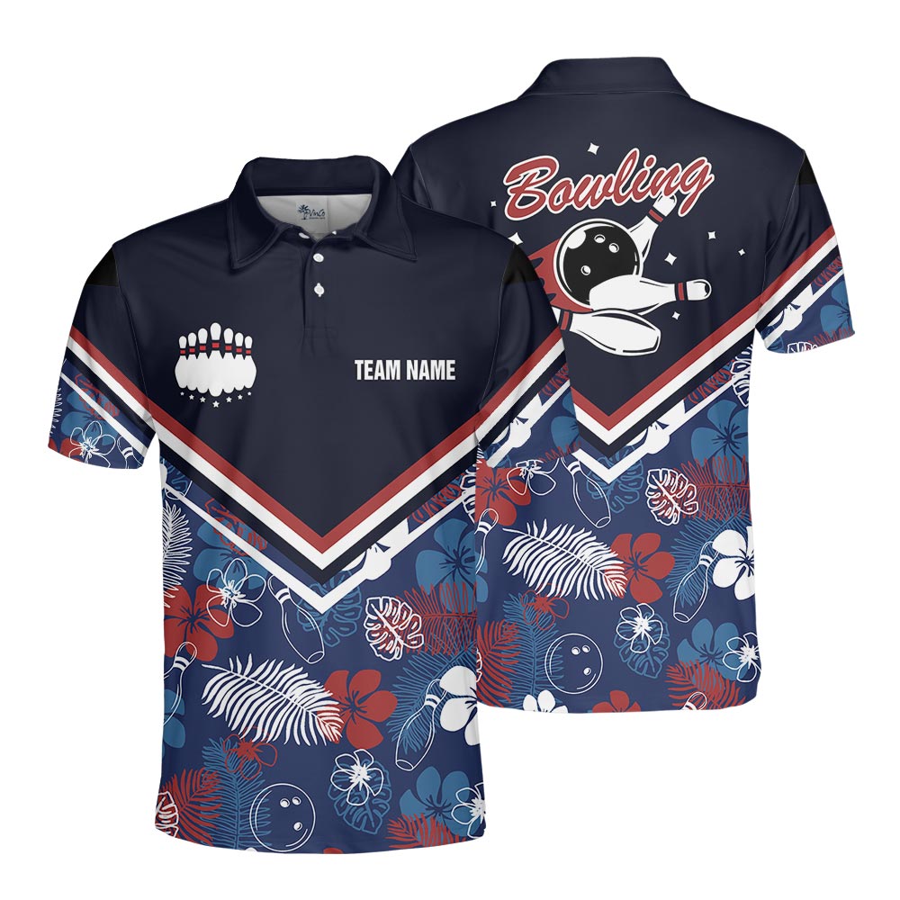 Custom Team Name Bowling Polo Tropical Shirt