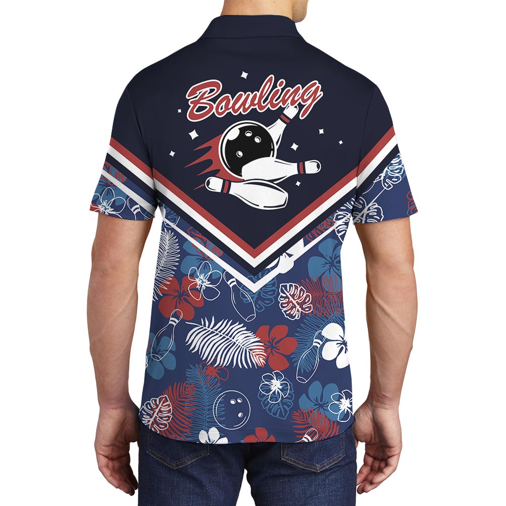 Custom Team Name Bowling Polo Tropical Shirt