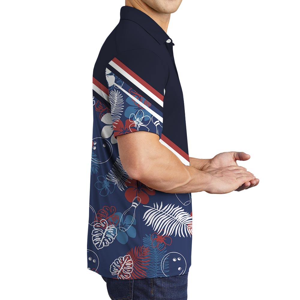 Custom Team Name Bowling Polo Tropical Shirt