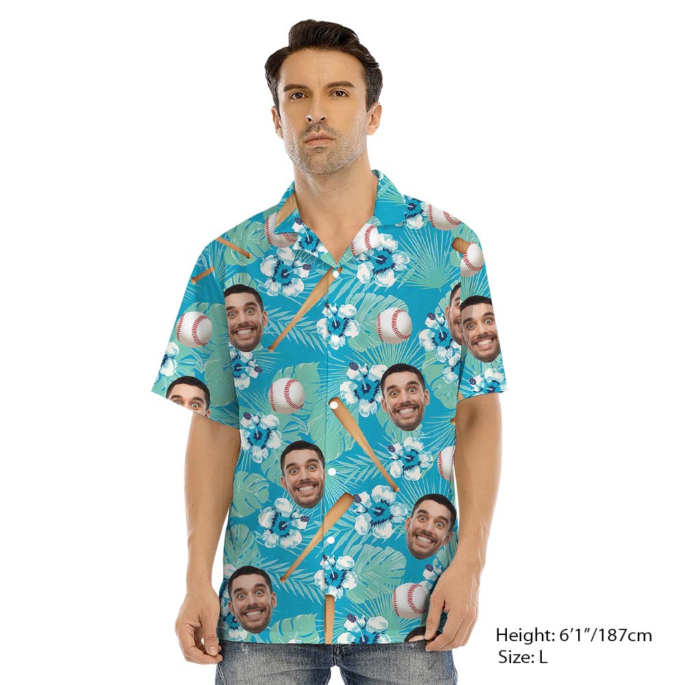 Tropical Baseball Family Matching Hawaiian Outfits With Face