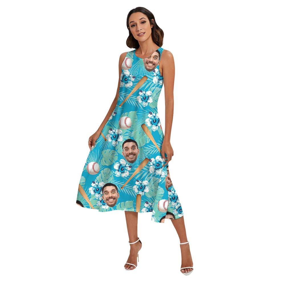 Tropical Baseball Family Matching Hawaiian Outfits With Face