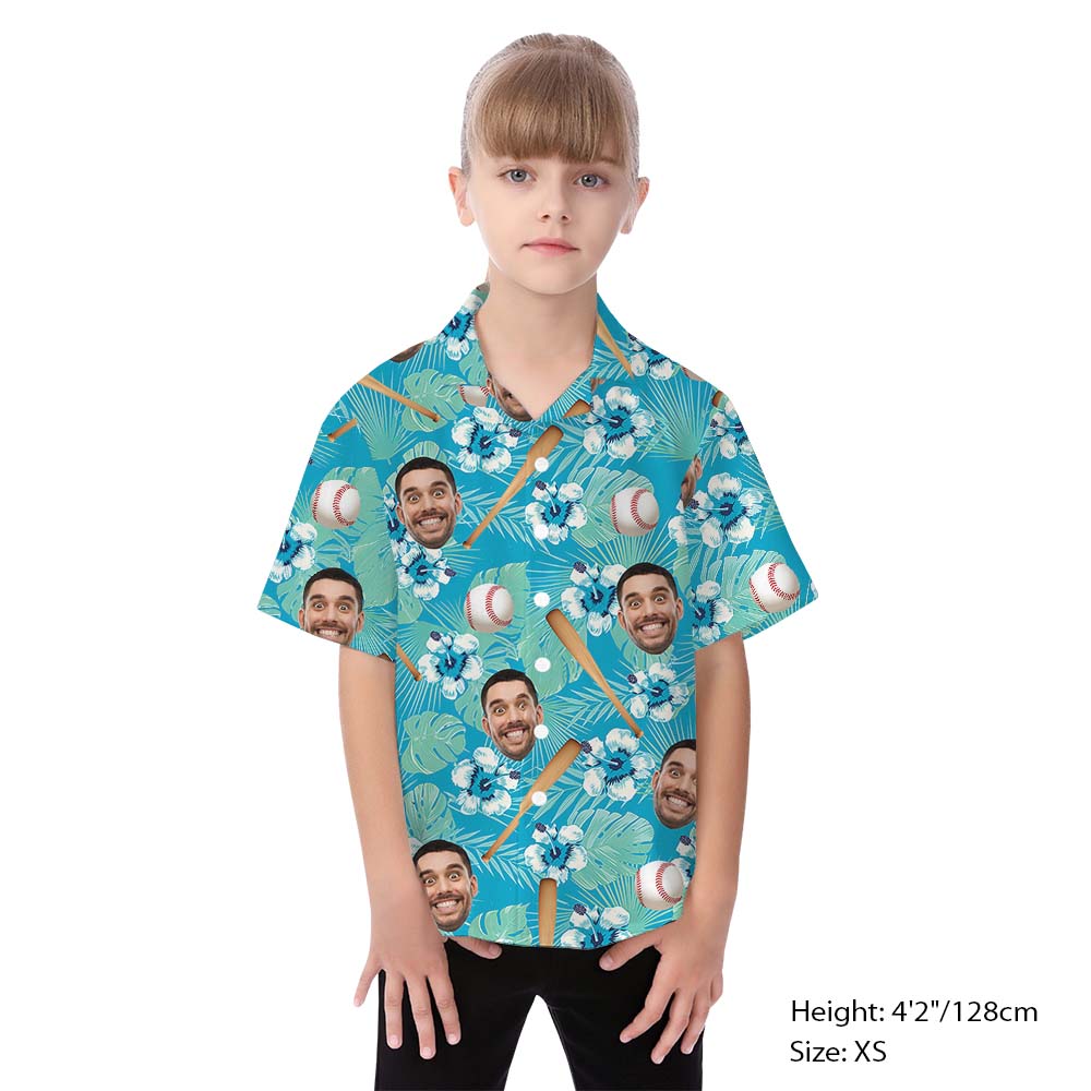 Tropical Baseball Family Matching Hawaiian Outfits With Face