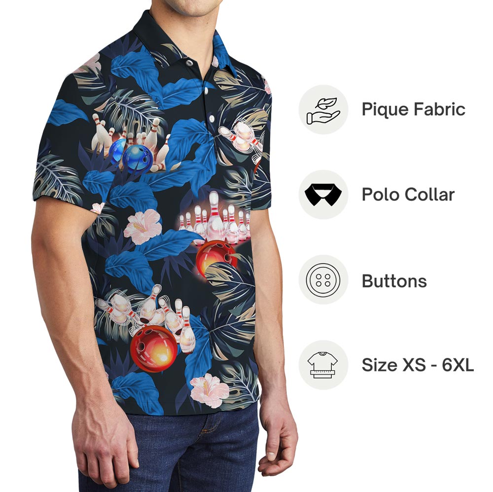 Tropical Bowling Polo Hawaiian Shirt Collared