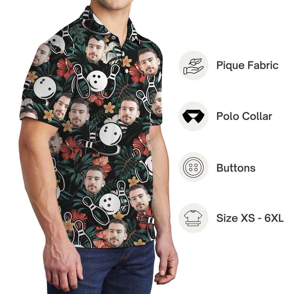 Matching Personalized Bowling Polo Shirt With Your Faces