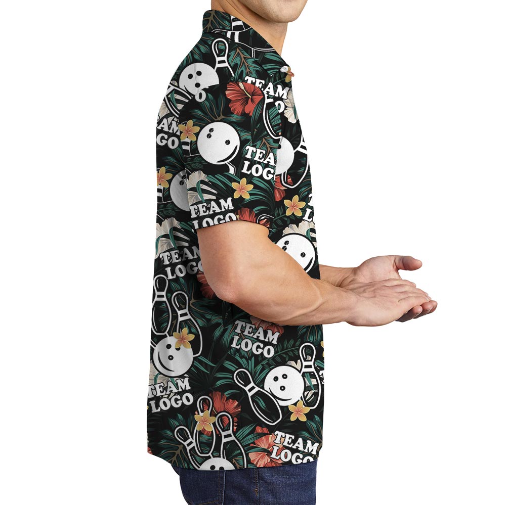 Tropical Bowling Polo Shirt With Custom Logo