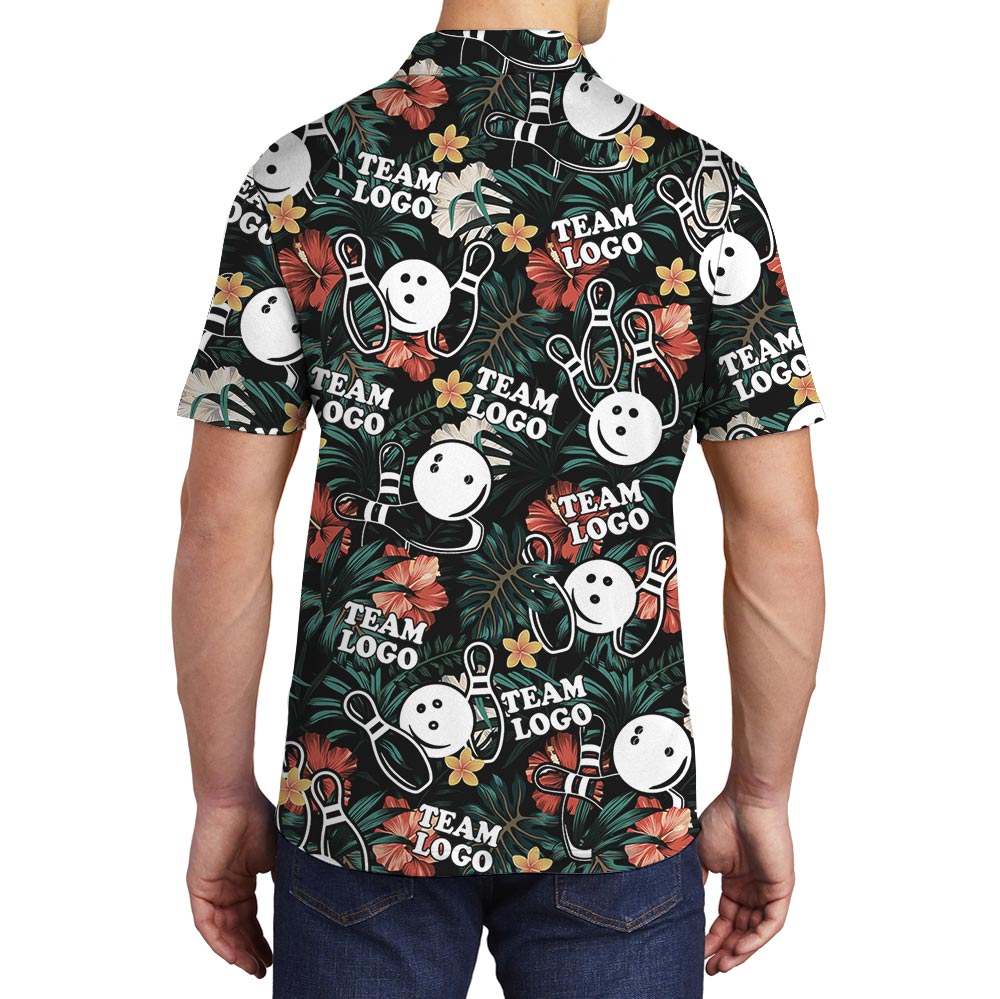 Tropical Bowling Polo Shirt With Custom Logo