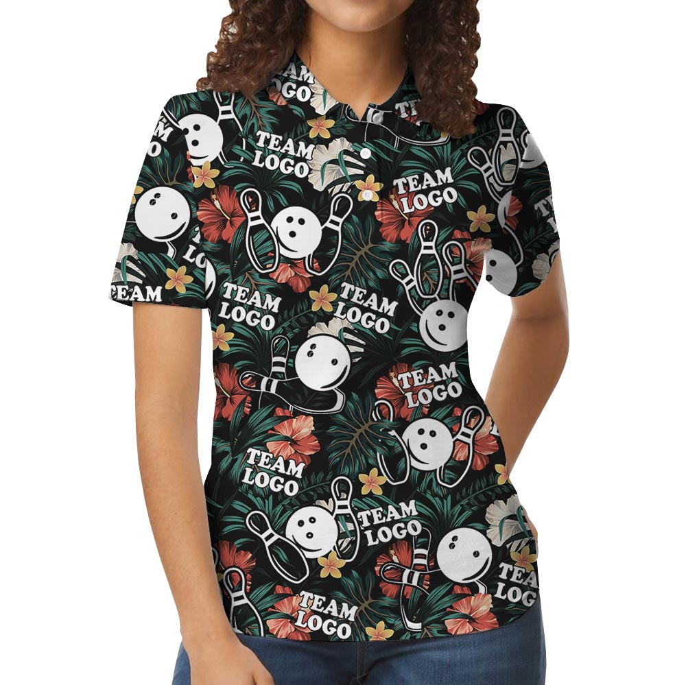 Tropical Bowling Polo Shirt With Custom Logo