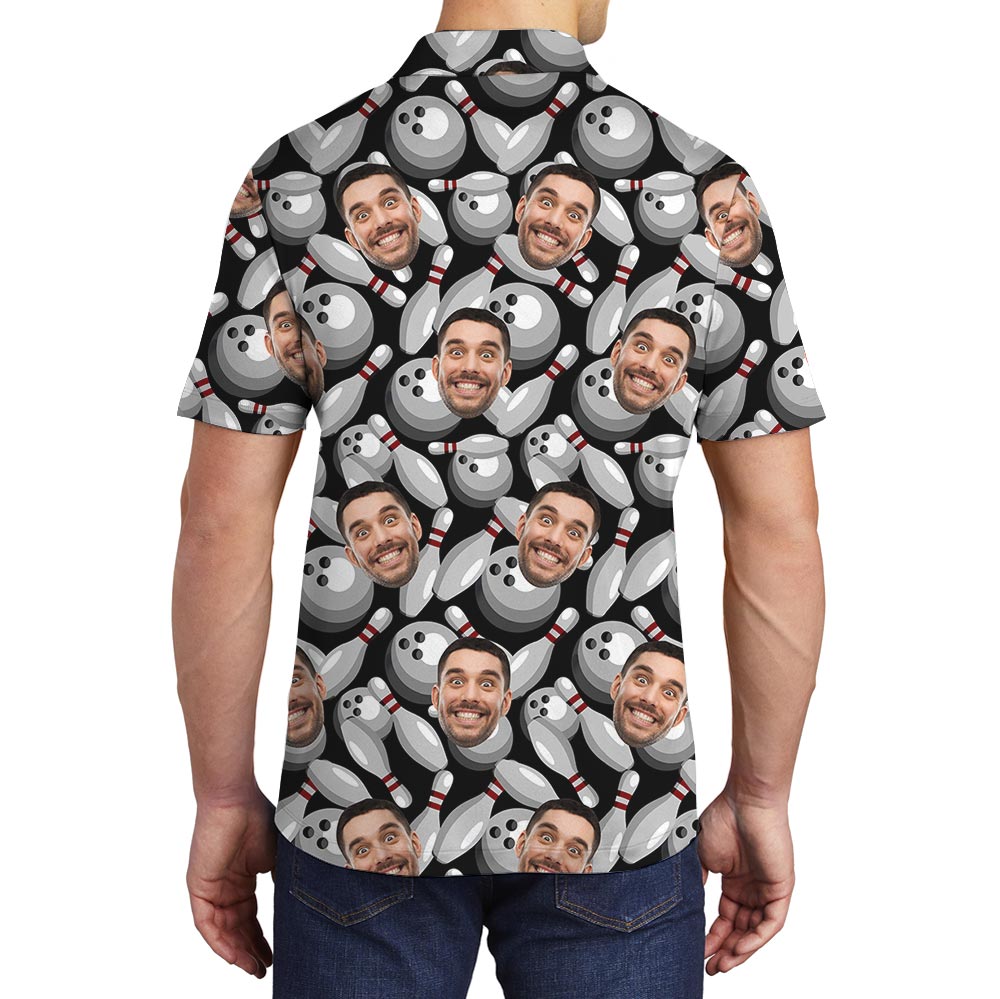 Funny Custom Multiple Faces Bowling Polo Shirt