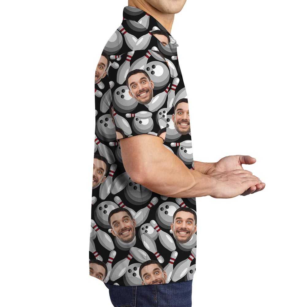 Funny Custom Multiple Faces Bowling Polo Shirt