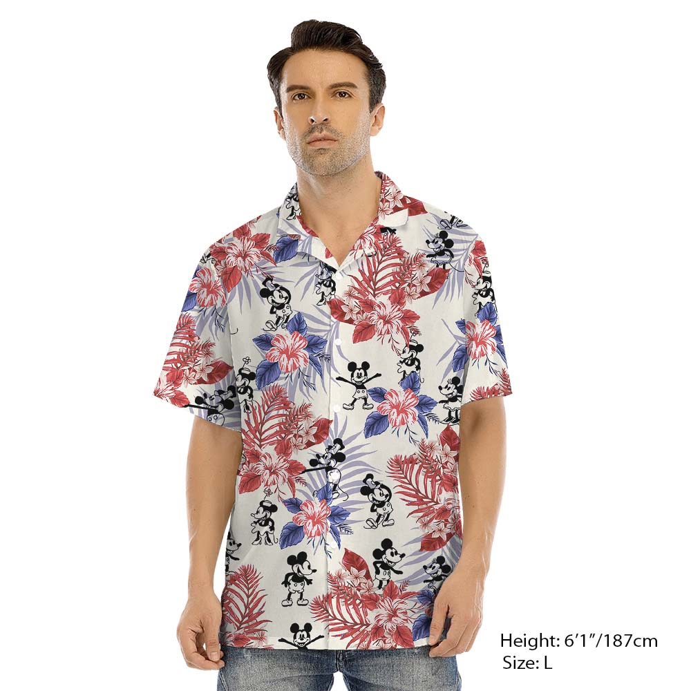 White Red And Blue Mickey Matching Family Hawaiian Shirts