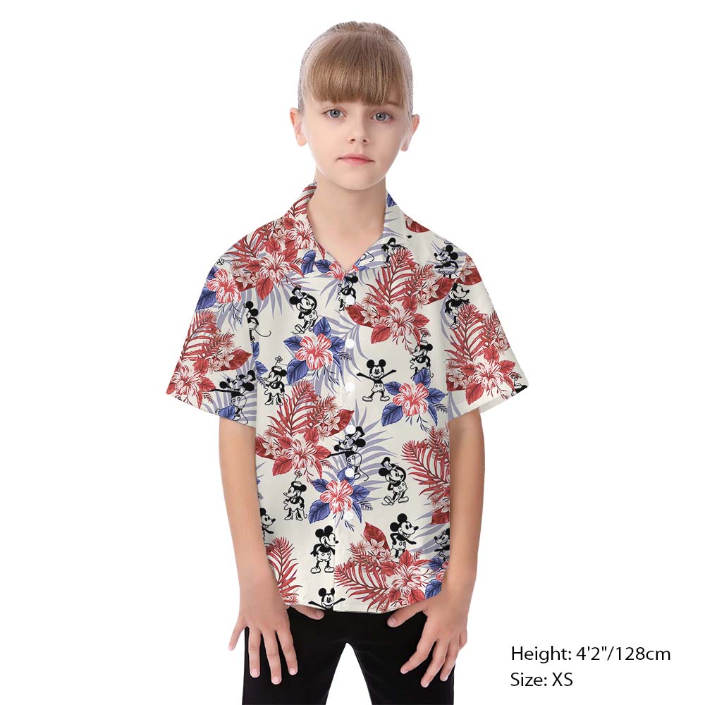 White Red And Blue Mickey Matching Family Hawaiian Shirts