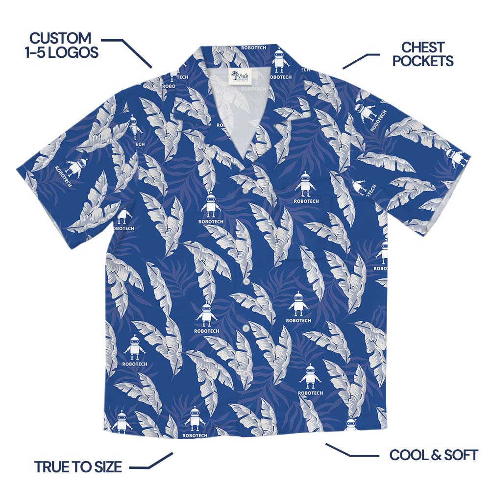 Blue Leaf Oasis Hawaiian Shirt With Custom Logo