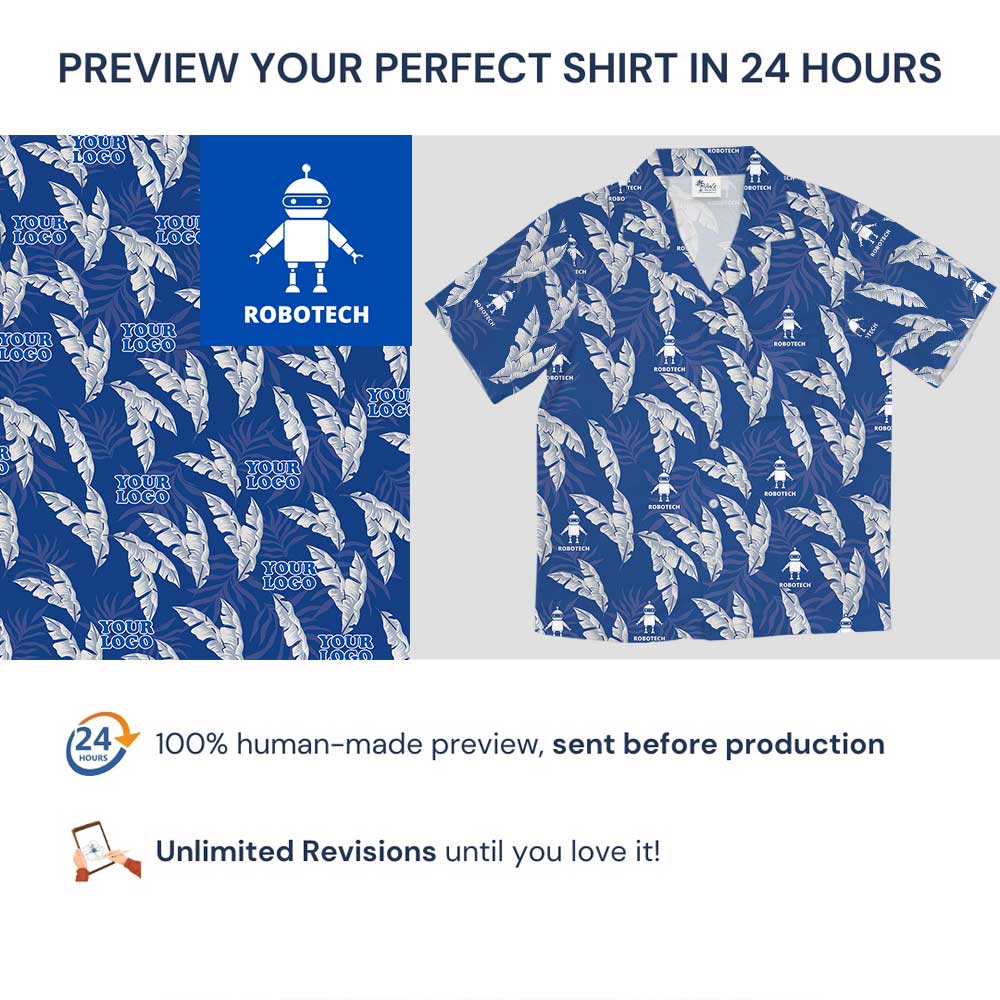 Blue Leaf Oasis Hawaiian Shirt With Custom Logo