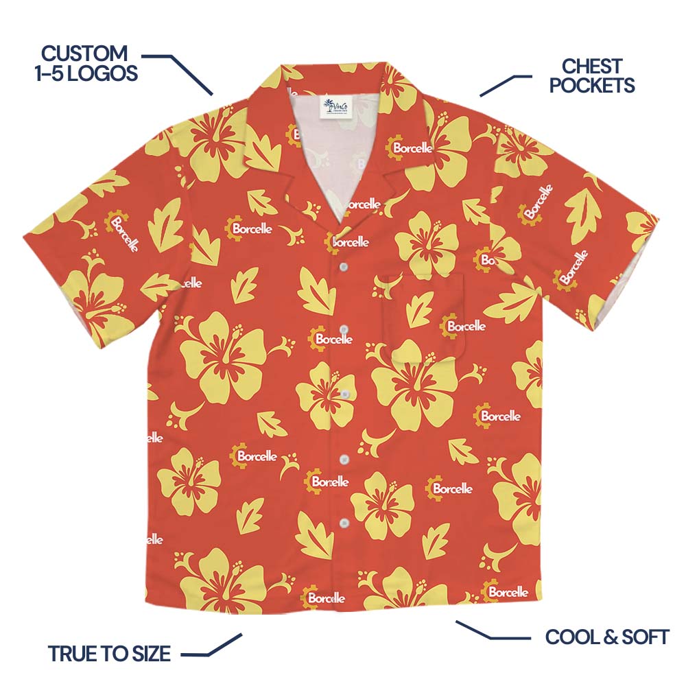Customized Orange Hawaiian Shirt With A Preview