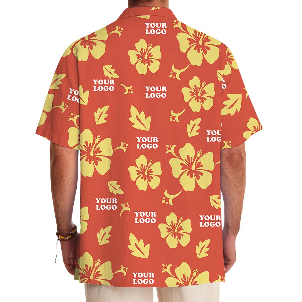 Customized Orange Hawaiian Shirt With A Preview