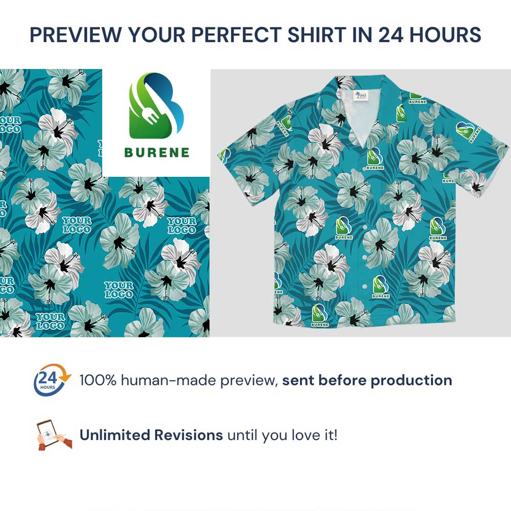 Customize Multiple Logo Blue Hawaiian Shirt With Preview