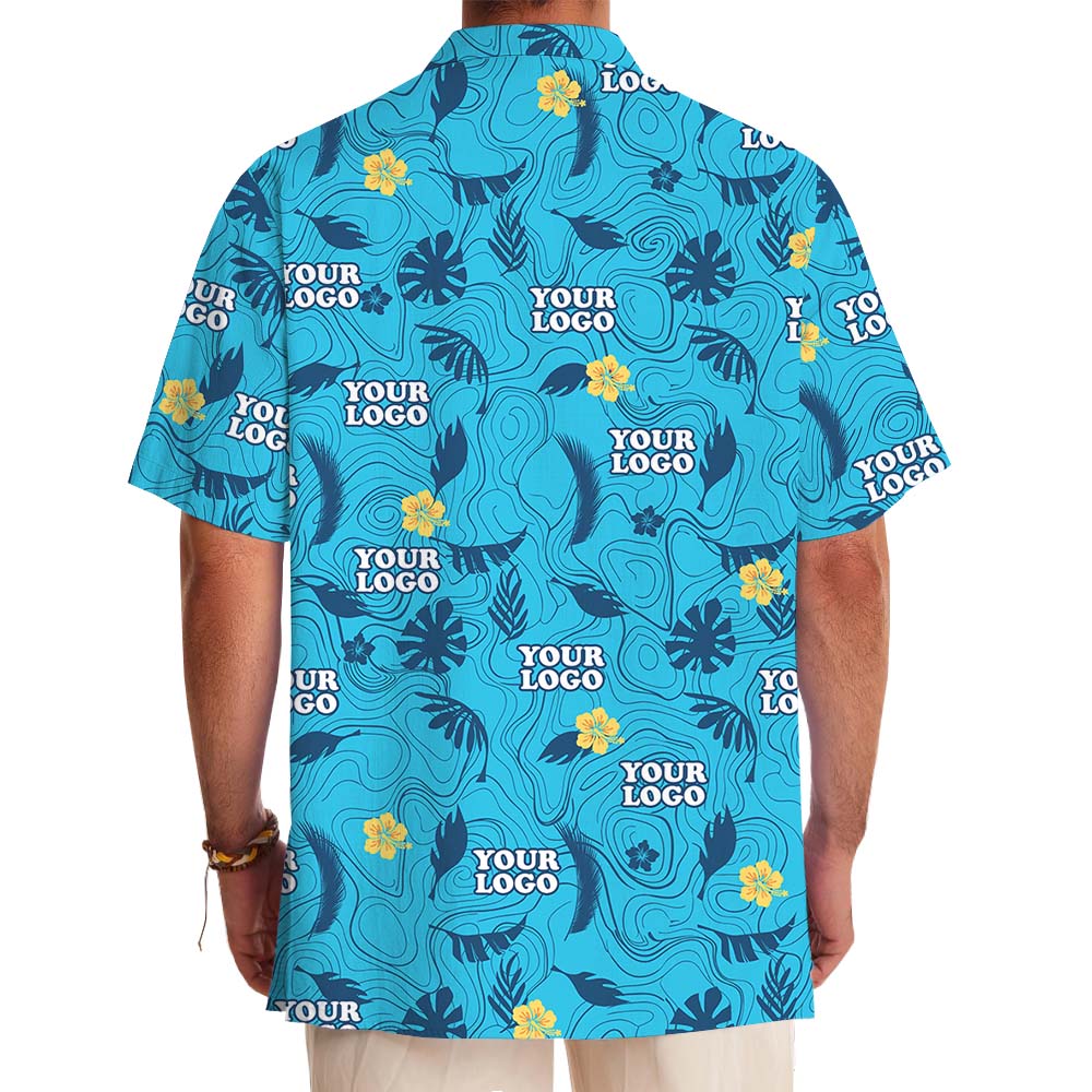 Ocean Swirl Blue Hawaiian Shirt With Custom Logo