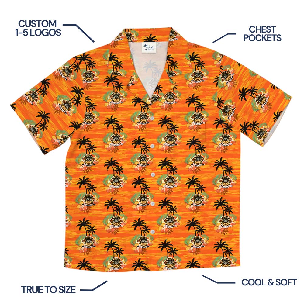 Island Vibes Orange Hawaiian Shirt With Custom Logo