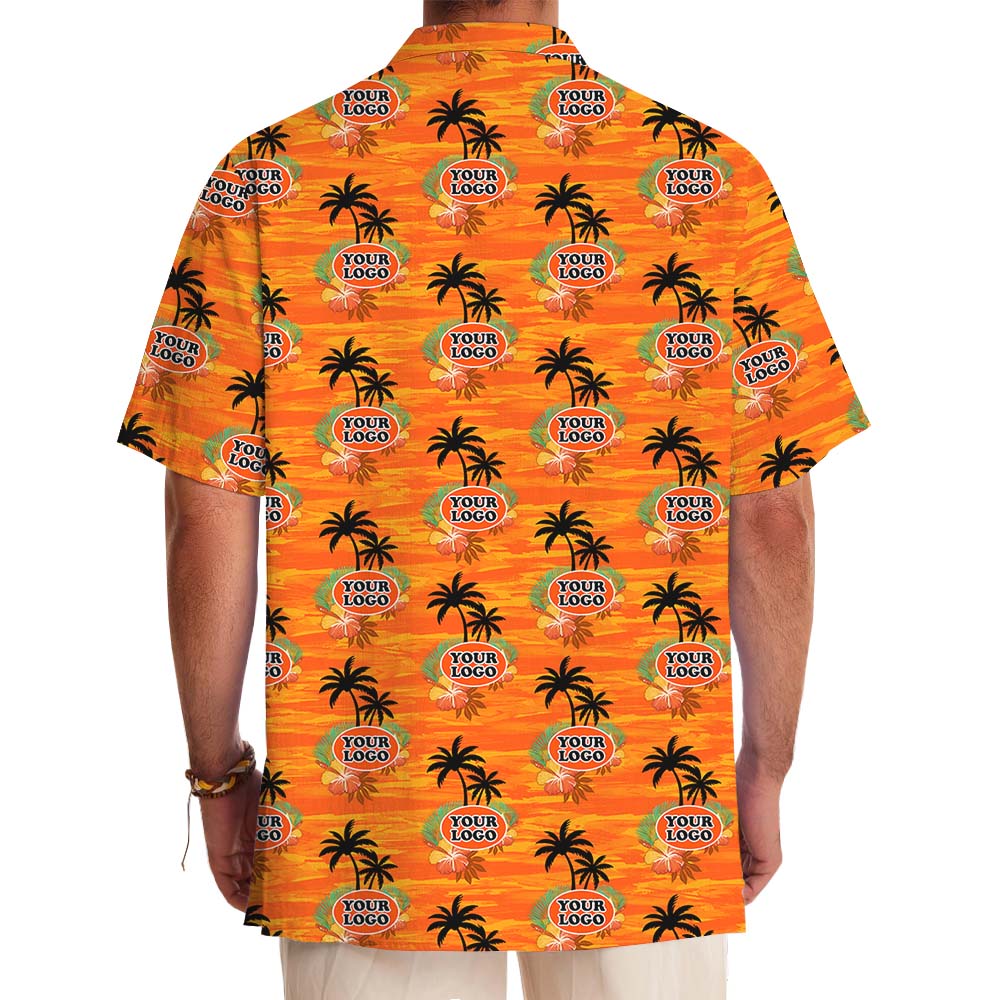 Island Vibes Orange Hawaiian Shirt With Custom Logo