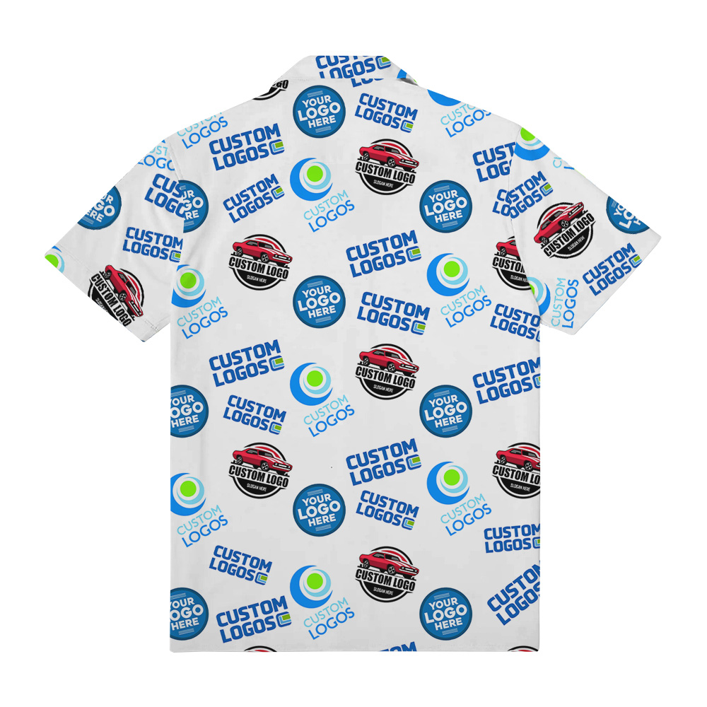 Custom Multiple Company Logos Pocket Hawaiian Shirt