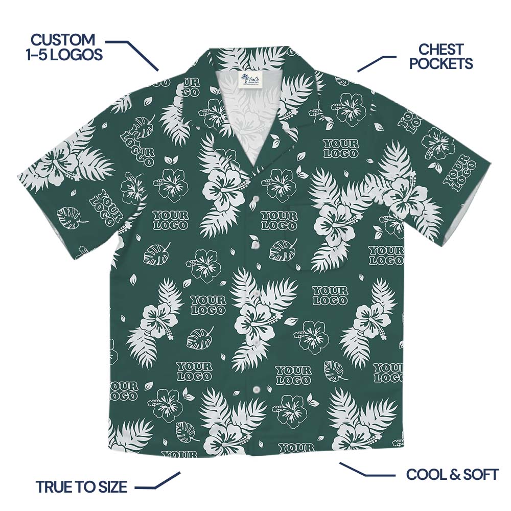 Green Floral Customize Hawaiian Shirt For Team