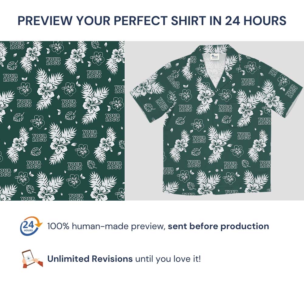 Green Floral Customize Hawaiian Shirt For Team