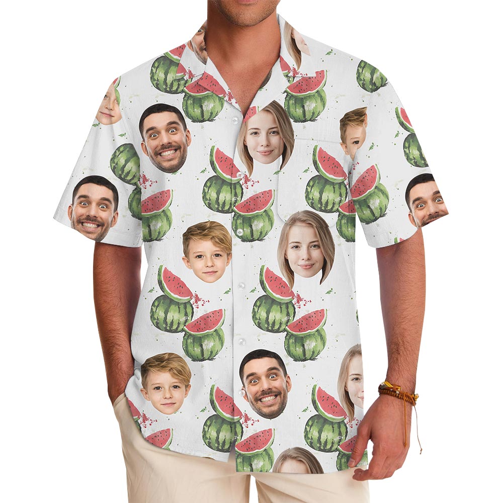 Watermelon Custom Family Hawaiian Shirt With Multiple Faces - variant image 1