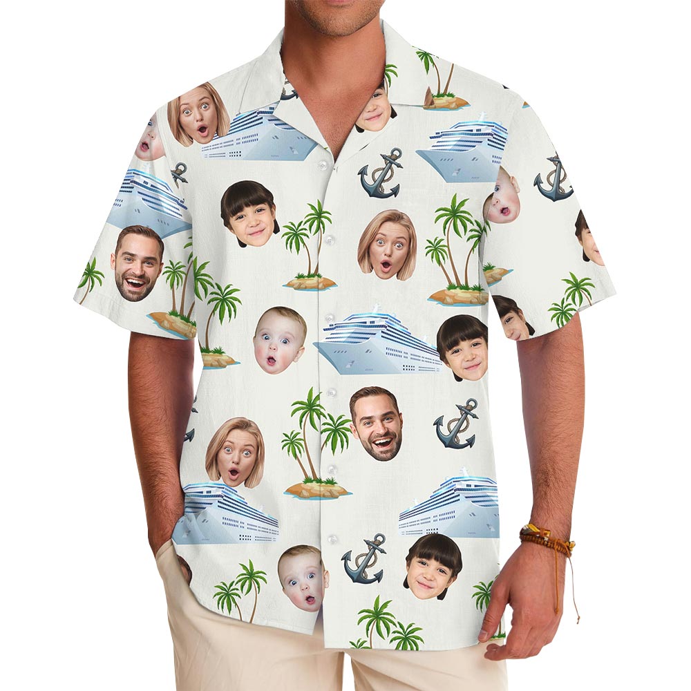 Funny Custom Family Face Cruise Hawaiian Shirt - variant image 1