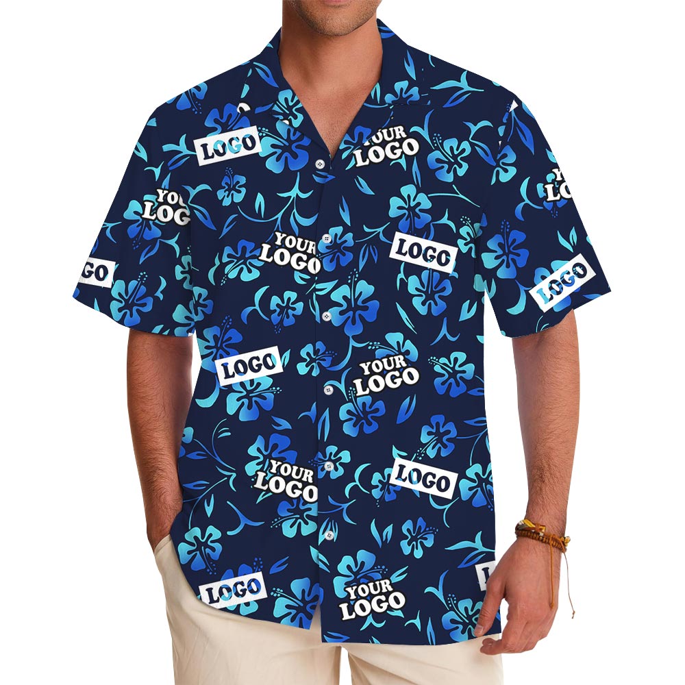 Navy Matching Tropical Shirts For Team With Logo - variant image 1