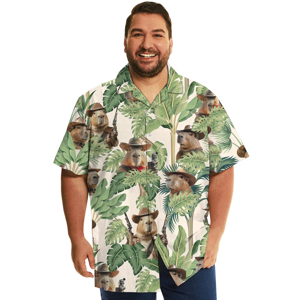 Funny Capybara Cowboy Tropical Shirt Button Up - variant image 1